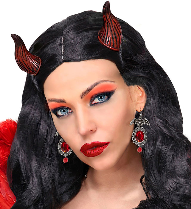Fledermaus Ohrringe mit Schmuckstein 46754 - Silber Rot | Schmuck Kostüm Vampir Hexe Halloween