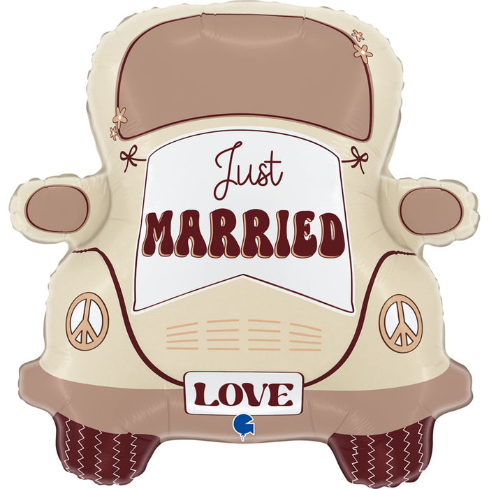 Shape Folienballon Hippie Auto "Just Married" | 66 cm
