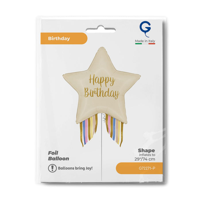 29" Folienballon Shape Stern Happy Birthday | 74 cm
