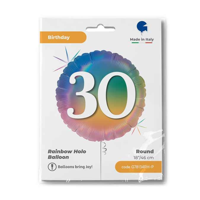 ABC18 Folienballon Happy 30 Colourful Rainbow | 45cm