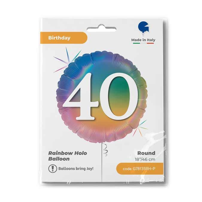 ABC18 Folienballon "40" Colourful Rainbow | 45cm