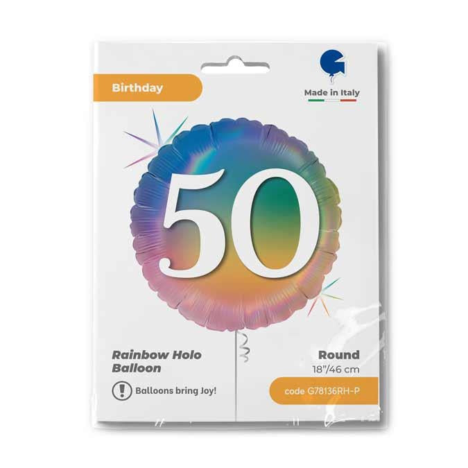 18"/Ø45cm Folienballon "Happy Colourful Rainbow" | 50