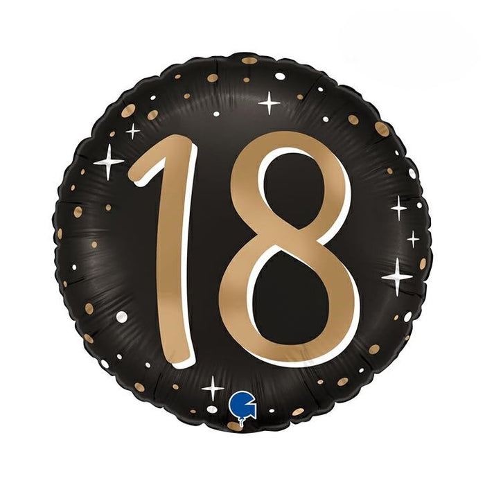 ABC18 Folienballon "Sparkling Black" | Ø46cm #18