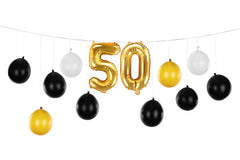Ballongirlande 3in1 - Schwarz Gold 260 x 32 cm | 50. Geburtstag