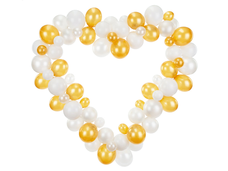 Latexballon Ballongirlande Herzrahmen, weiß/gold, 160cm