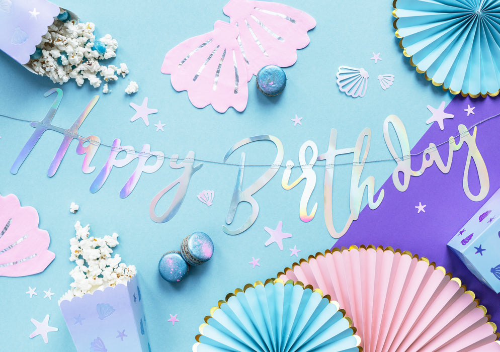 Banner "Happy Birthday" irisierend | 16.5x62cm