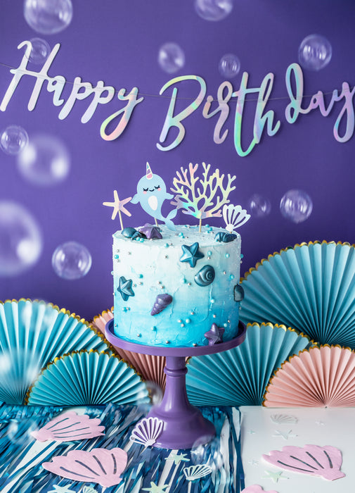 Banner "Happy Birthday" irisierend | 16.5x62cm