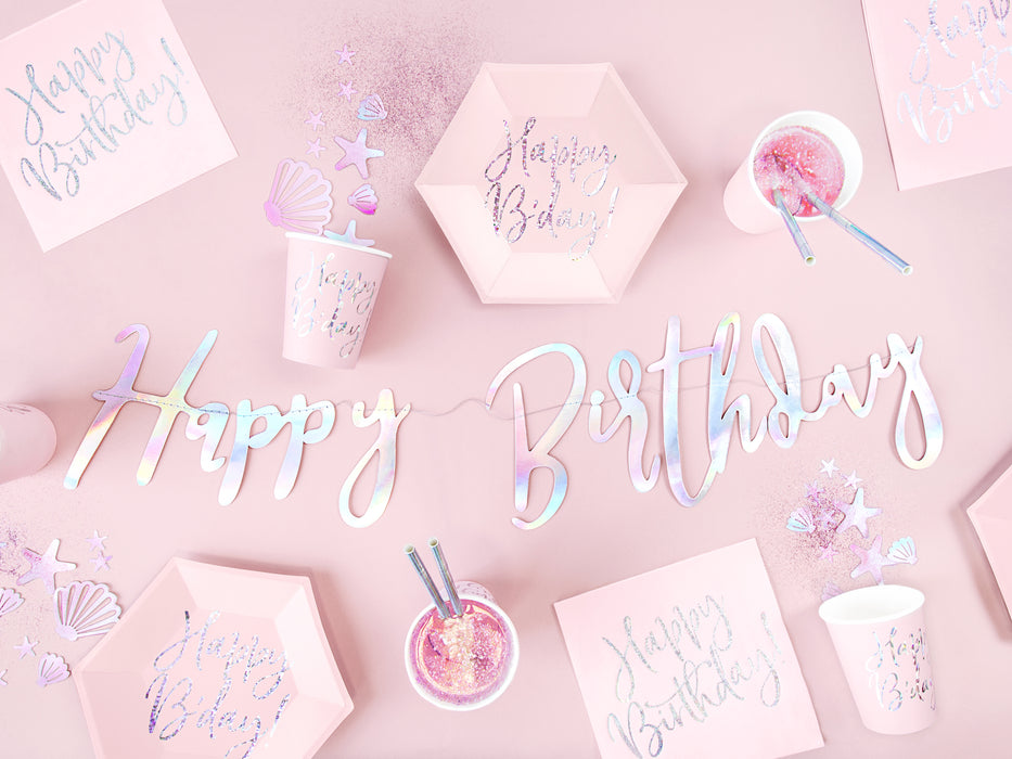 Banner "Happy Birthday" irisierend | 16.5x62cm