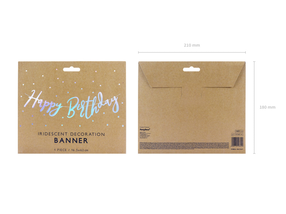 Banner "Happy Birthday" irisierend | 16.5x62cm