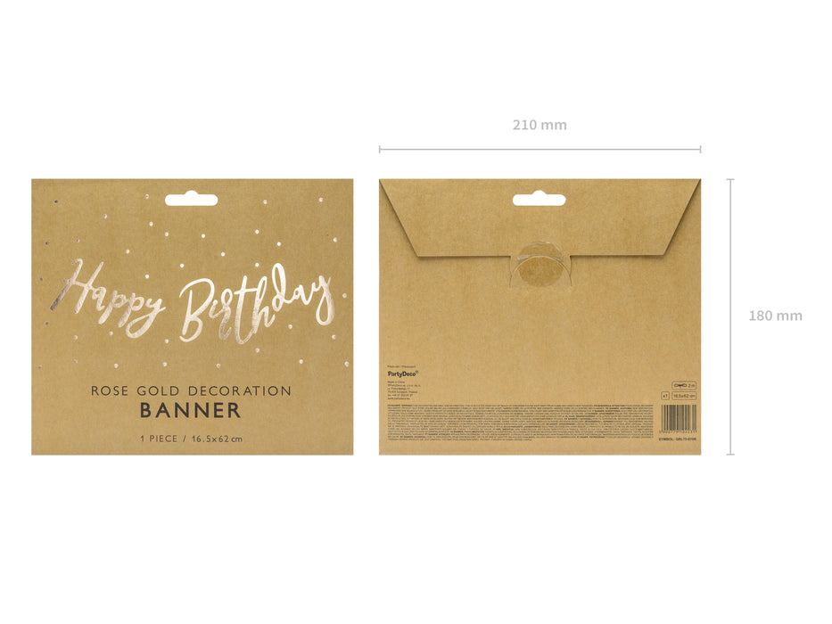 Banner "Happy Birthday" rosegold | 16.5x62cm