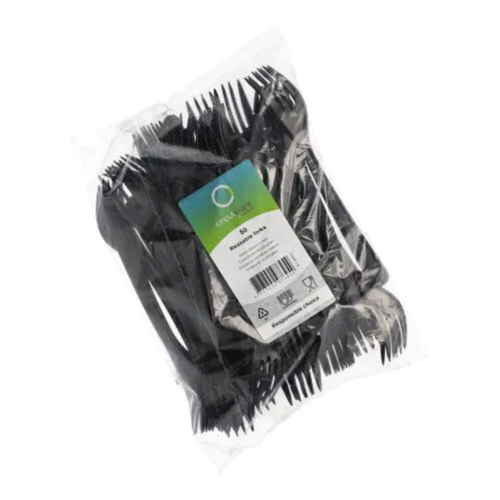Mehrweg Gabeln 18,5cm | 50 Stk. - Schwarz