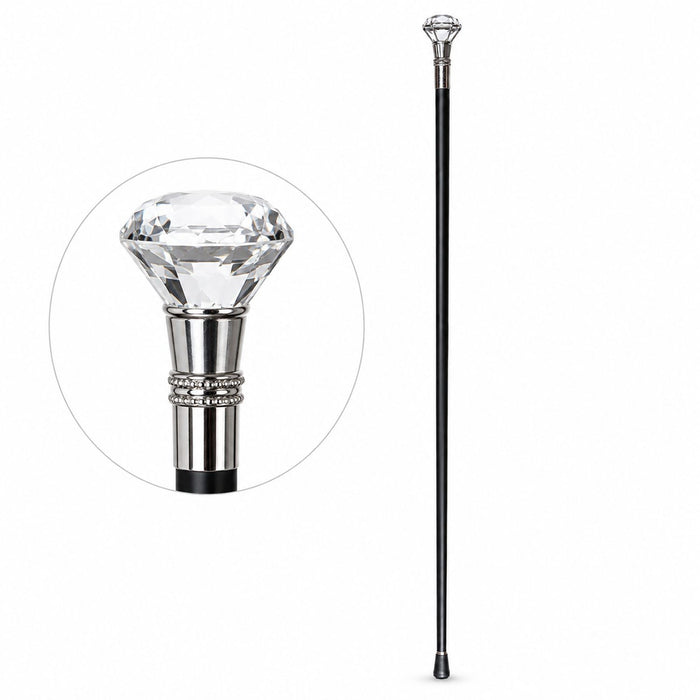 Gehstock aus Metall "Silberknauf Diamond" | Schwarz Silber