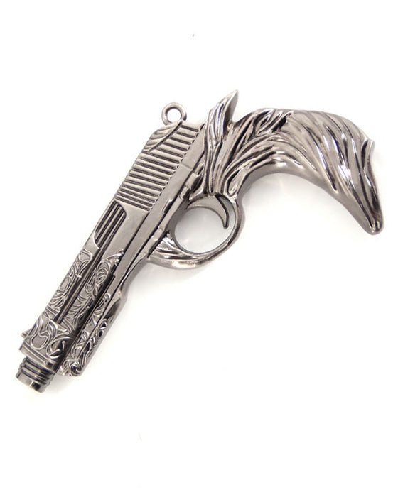 Gehstock aus Metall | Pistole Silber - 93 cm