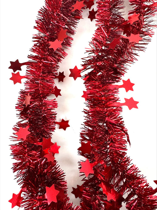 Sterne Girlande Rot 2 m Lametta Weihnachtsdeko Partydeko