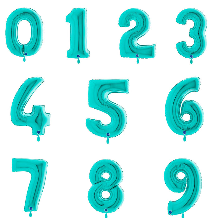 Riesenzahl Folienballon 40"/102cm | Tiffany-Türkis