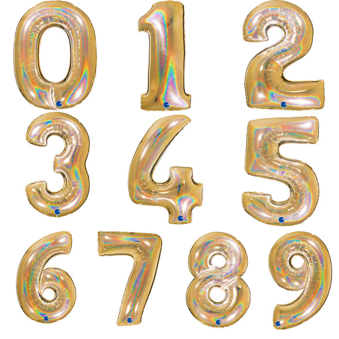 Riesenzahl Folienballon 40"/102cm | Holo Gold
