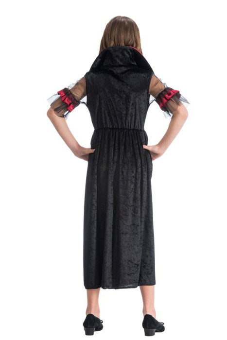 Vampir Kostüm "Tessa" für Mädchen - Kleid mit Fledermäusen | Schwarz Rot