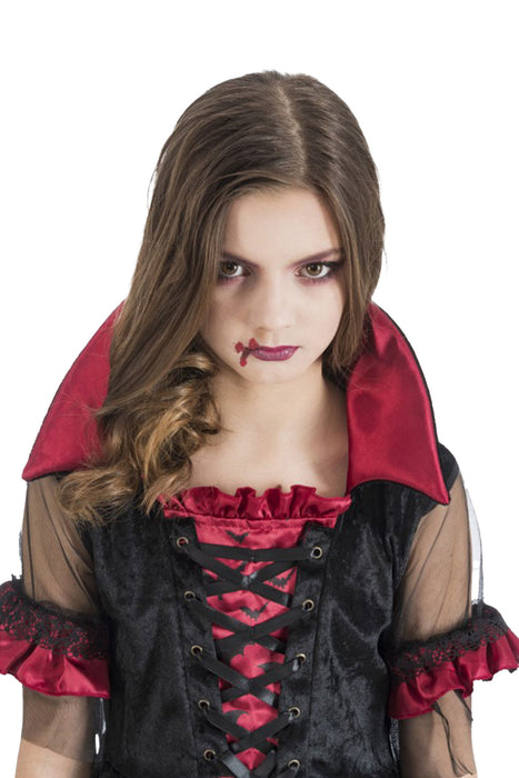 Vampir Kostüm "Tessa" für Mädchen - Kleid mit Fledermäusen | Schwarz Rot