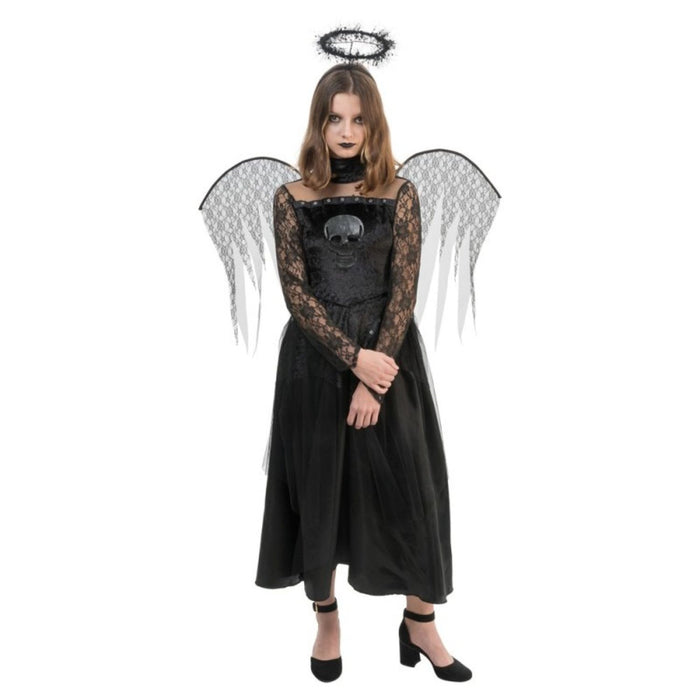 Kostüm "Azaela" für Mädchen | Kleid, Flügel und Heiligenschein Schwarz