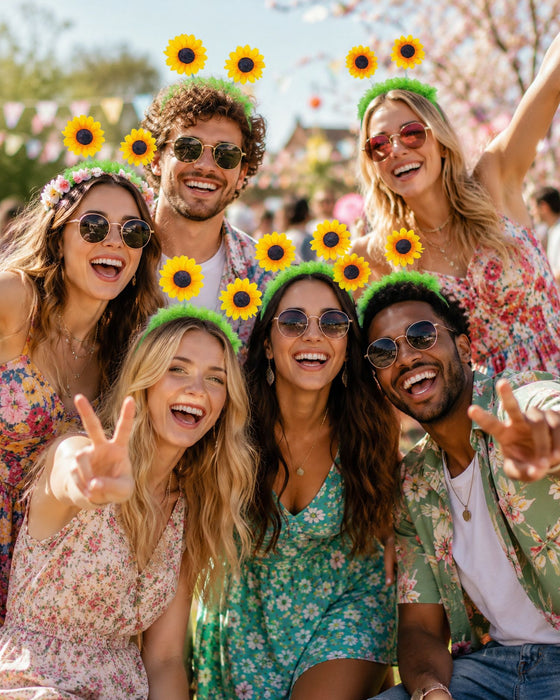 Haarreif mit Sonnenblumen zum Kostüm | Party Zubehör Gärtner Hippie Fasching