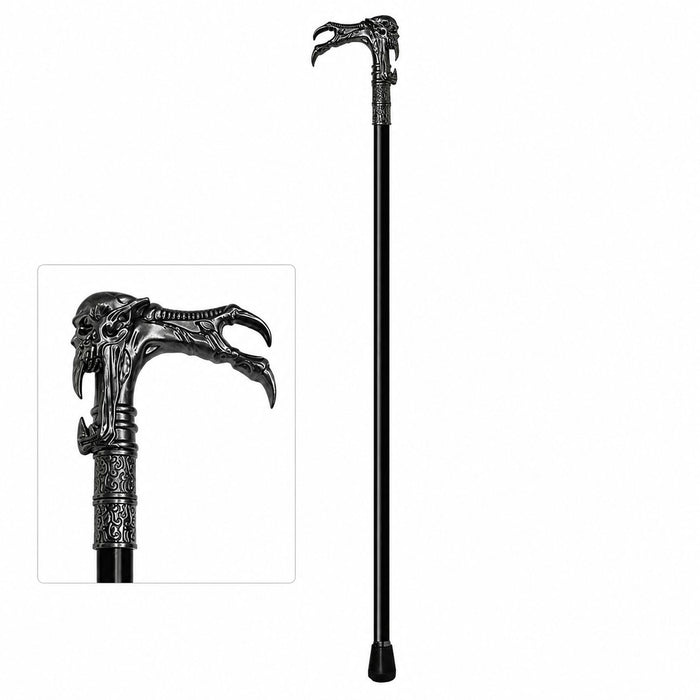 Gehstock aus Metall "Totenkopf Kralle" | Schwarz Silber