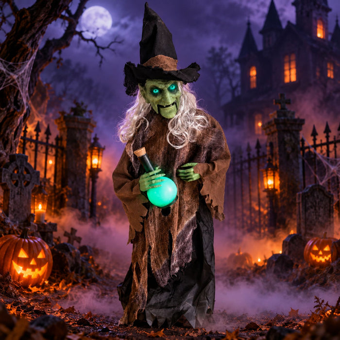 Halloween Figur "Hexe Dyvora"  Animiert | 90 cm