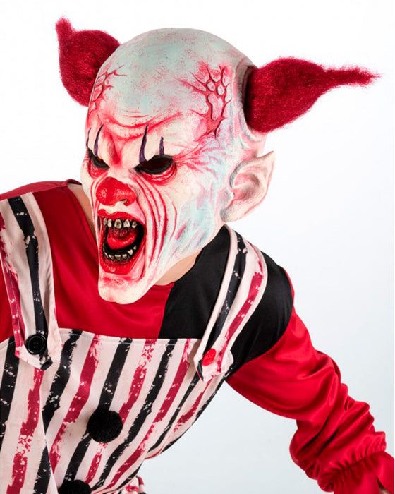 Halloween Horror Latex Maske "Teufelsclown" | Weiß Rot