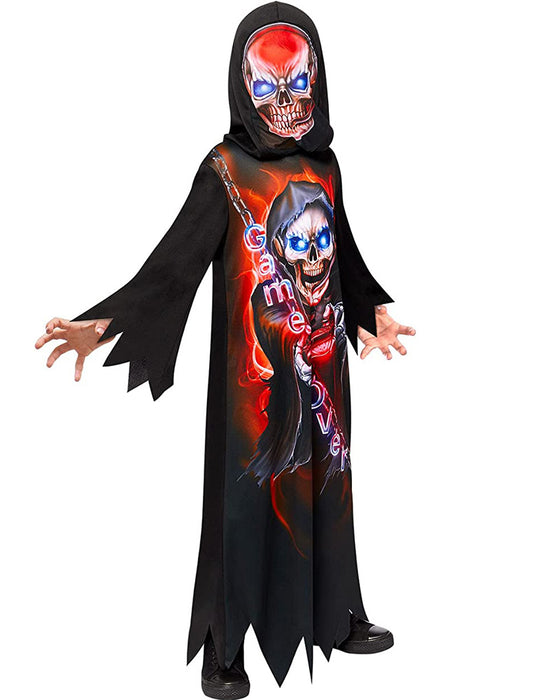 Halloween Kinderkostüm "Gaming Reaper" mit Skelett Maske | Horror Grusel Sensenmann