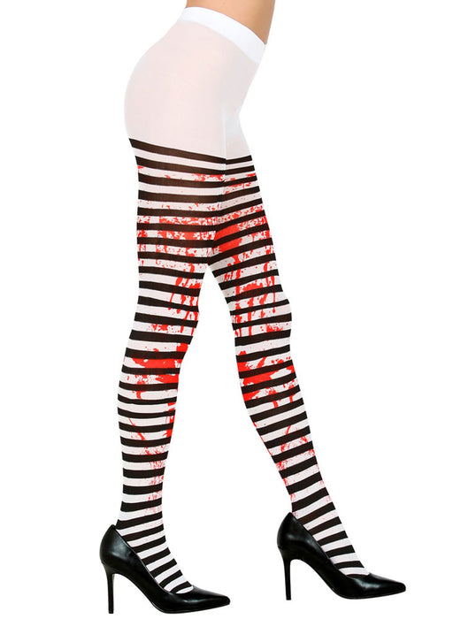 Blutige Strumpfhose für Damen 50 DEN | Schwarz Weiß
