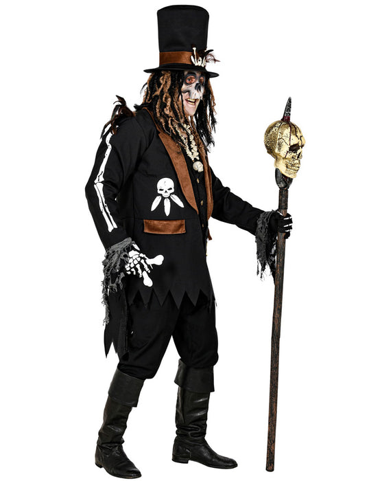 Halloween Kostüm "Voodoo Priester" für Herren | Geister Hexer Anzug mit Hut - Schwarz