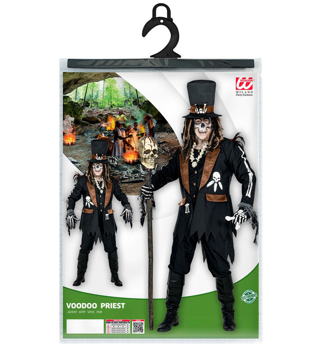 Halloween Kostüm "Voodoo Priester" für Herren | Geister Hexer Anzug mit Hut - Schwarz