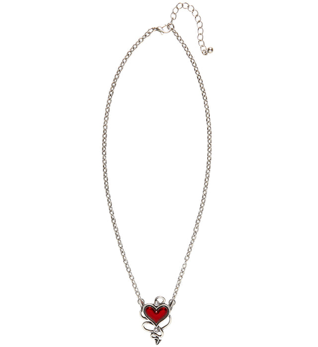 Halskette mit teuflisch rotem Herzjuwel 46756 - Silber Rot | Schmuck Vampir Teufelskostüm