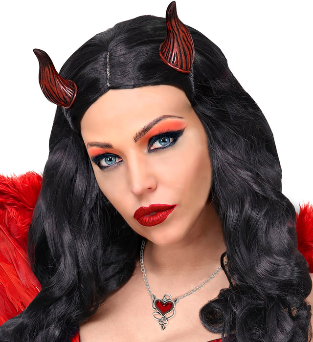 Halskette mit teuflisch rotem Herzjuwel 46756 - Silber Rot | Schmuck Vampir Teufelskostüm