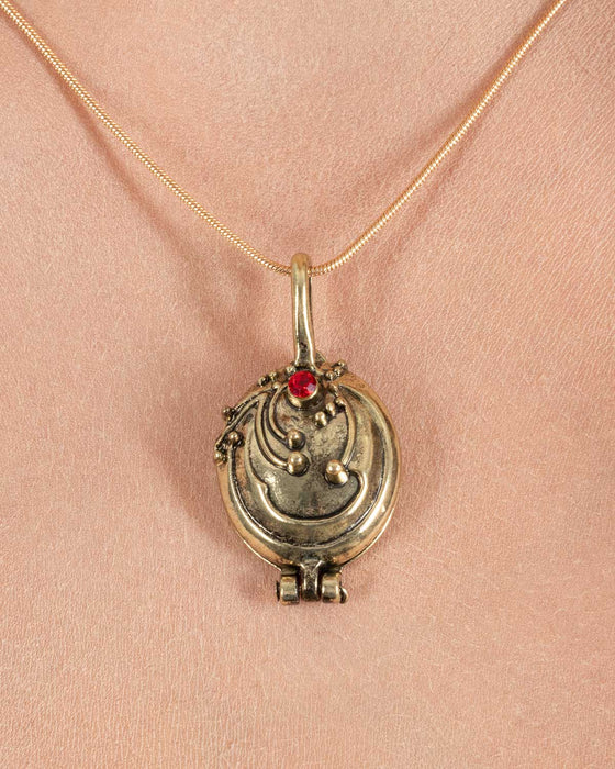Halskette "Medaillon" | Gold Rot - Schmuck Halloween Kostüm Hexe Vampir Teufel
