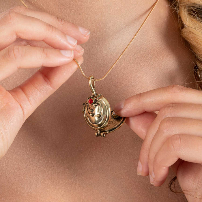 Halskette "Medaillon" | Gold Rot - Schmuck Halloween Kostüm Hexe Vampir Teufel