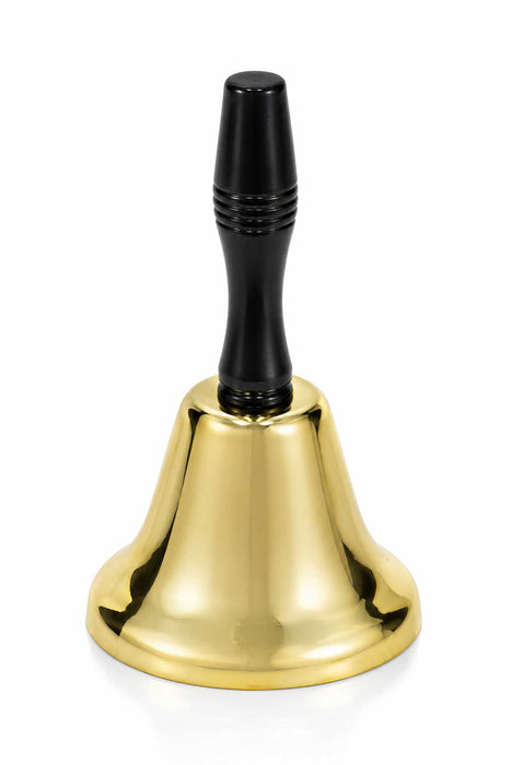 Weihnachtsmann Handglocke 20 cm | Gold mit schwarzem Griff
