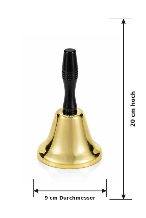 Weihnachtsmann Handglocke 20 cm | Gold mit schwarzem Griff