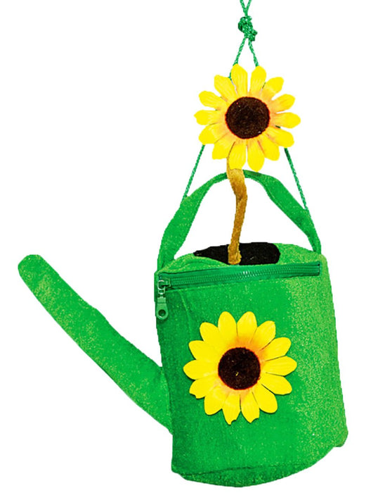 Sonnenblumen Set für Damen | 3-teilig mit Tüllrock, Haarreif & Gießkannen Handtasche | Gelb-Grün | Karneval & Mottoparty