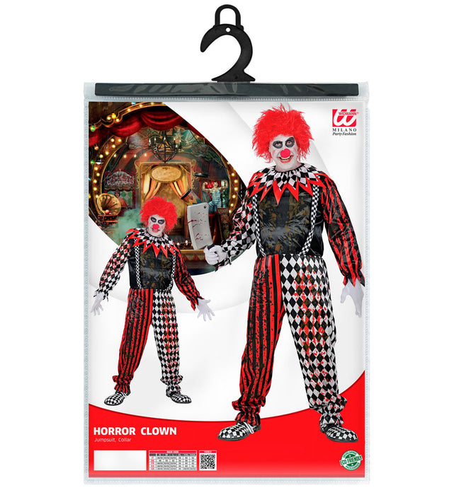 Halloween Kostüm "Killerclown" für Herren - Schwarz Rot | Blutiger Horror Anzug