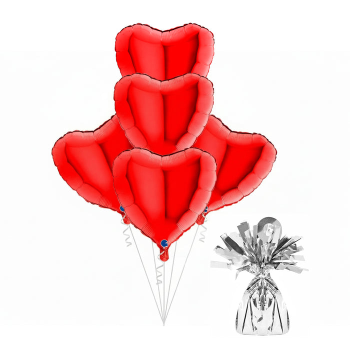 5 Befüllte Herzballons zur Filialabholung 46 cm - Rot