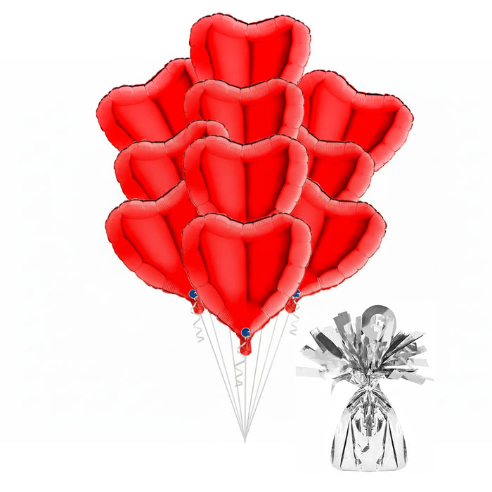 10 Befüllte Herzballons zur Filialabholung 46 cm - Rot