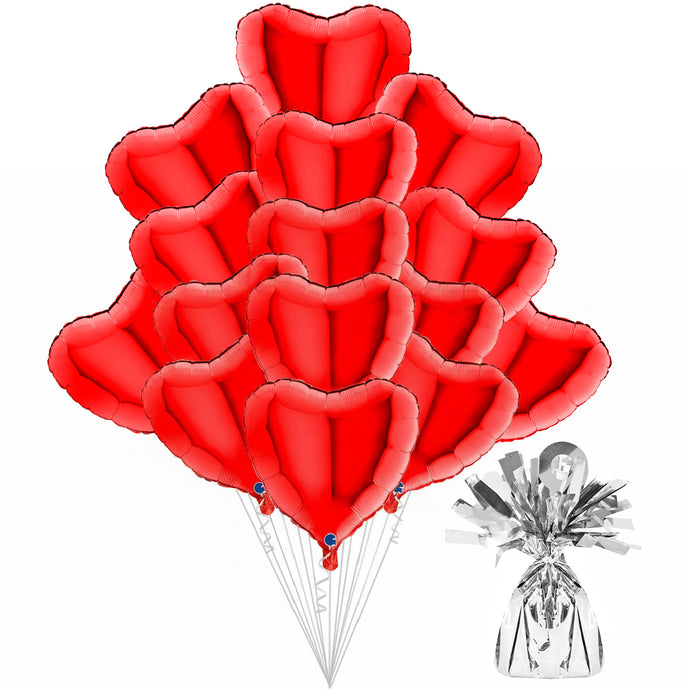 15 Befüllte Herzballons zur Filialabholung 46 cm - Rot