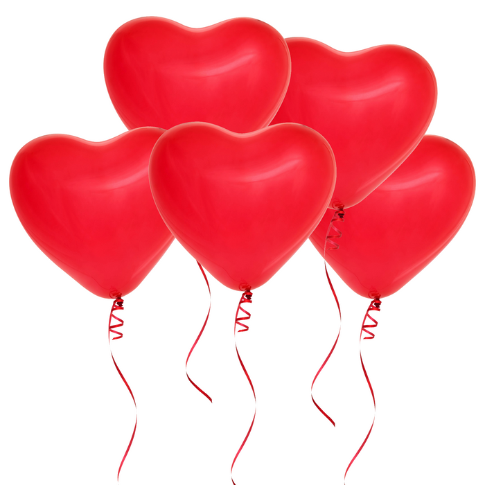 5 Befüllte Latexballons Herz zur Filialabholung 30 cm - Rot
