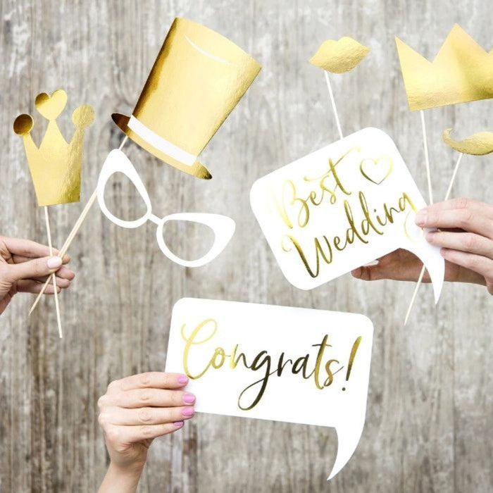 10 Foto Requisiten "Hochzeit" | Gold