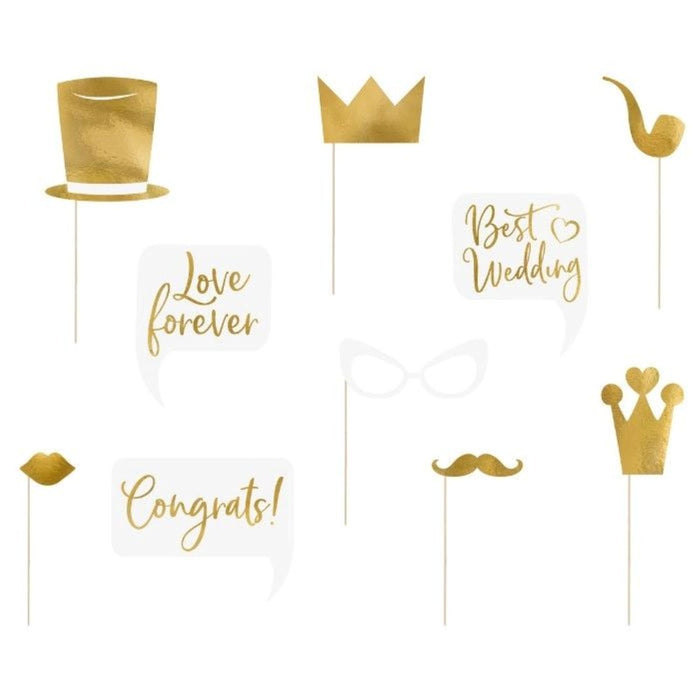 10 Foto Requisiten "Hochzeit" | Gold
