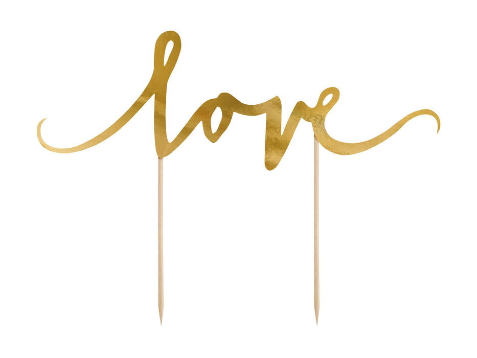 Tortendeko "Love" 17cm | Gold