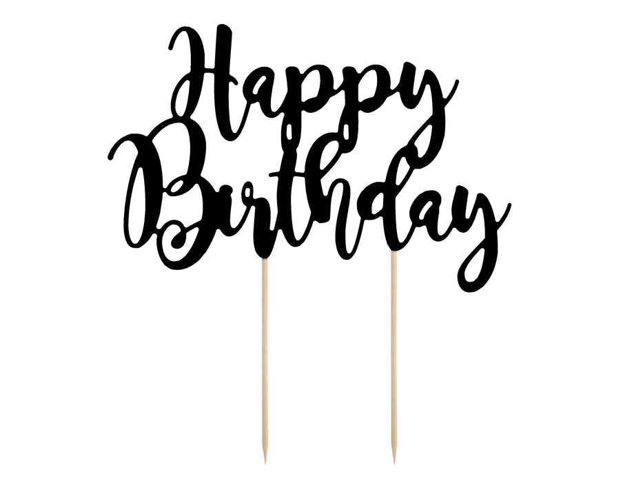 Tortendeko "Happy Birthday" 22,5cm | Schwarz