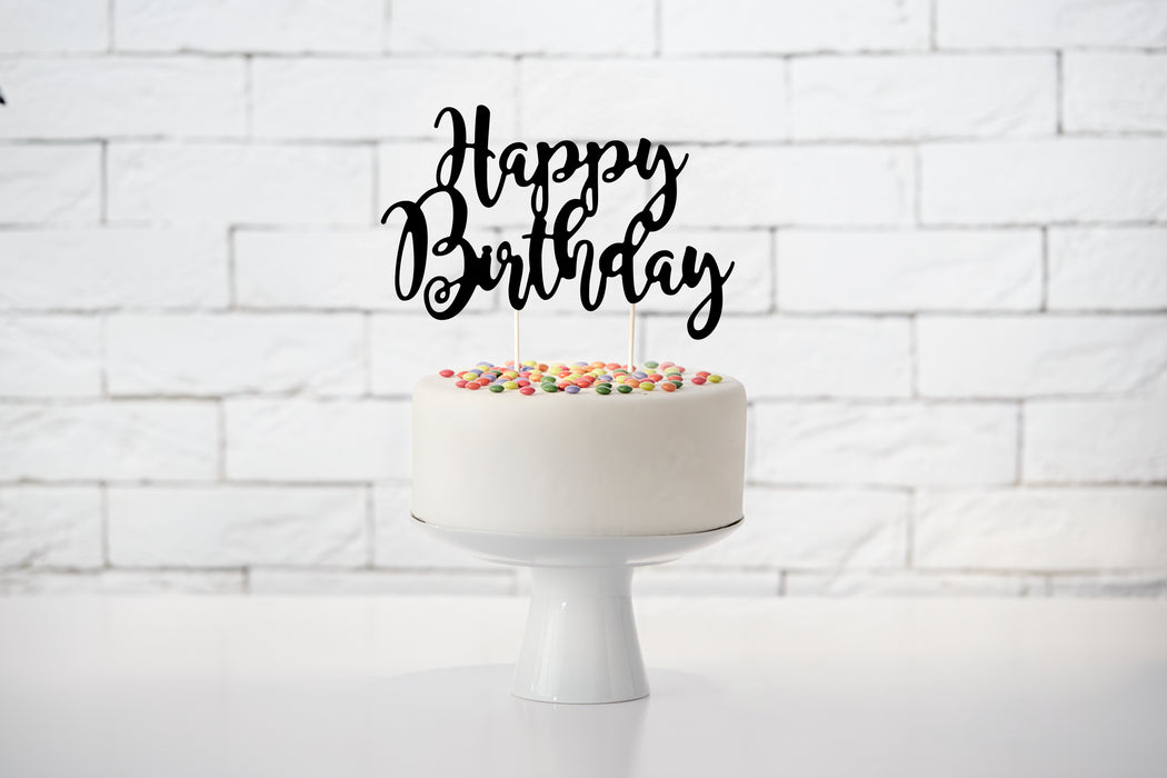Tortendeko "Happy Birthday" 22,5cm | Schwarz
