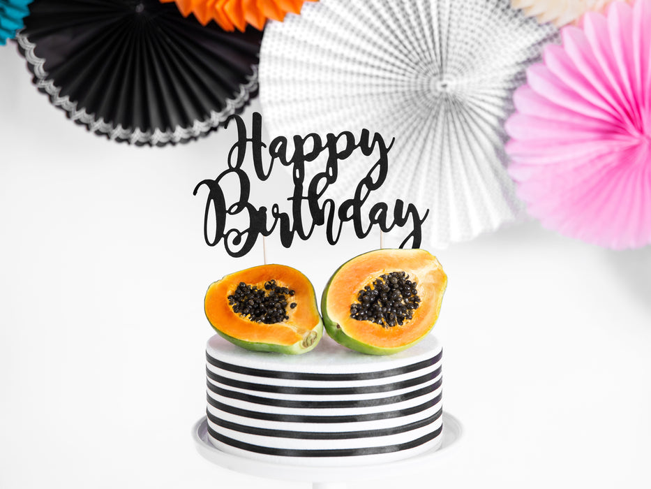 Tortendeko "Happy Birthday" 22,5cm | Schwarz