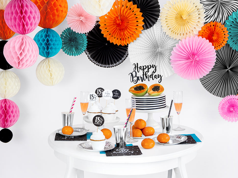 Tortendeko "Happy Birthday" 22,5cm | Schwarz